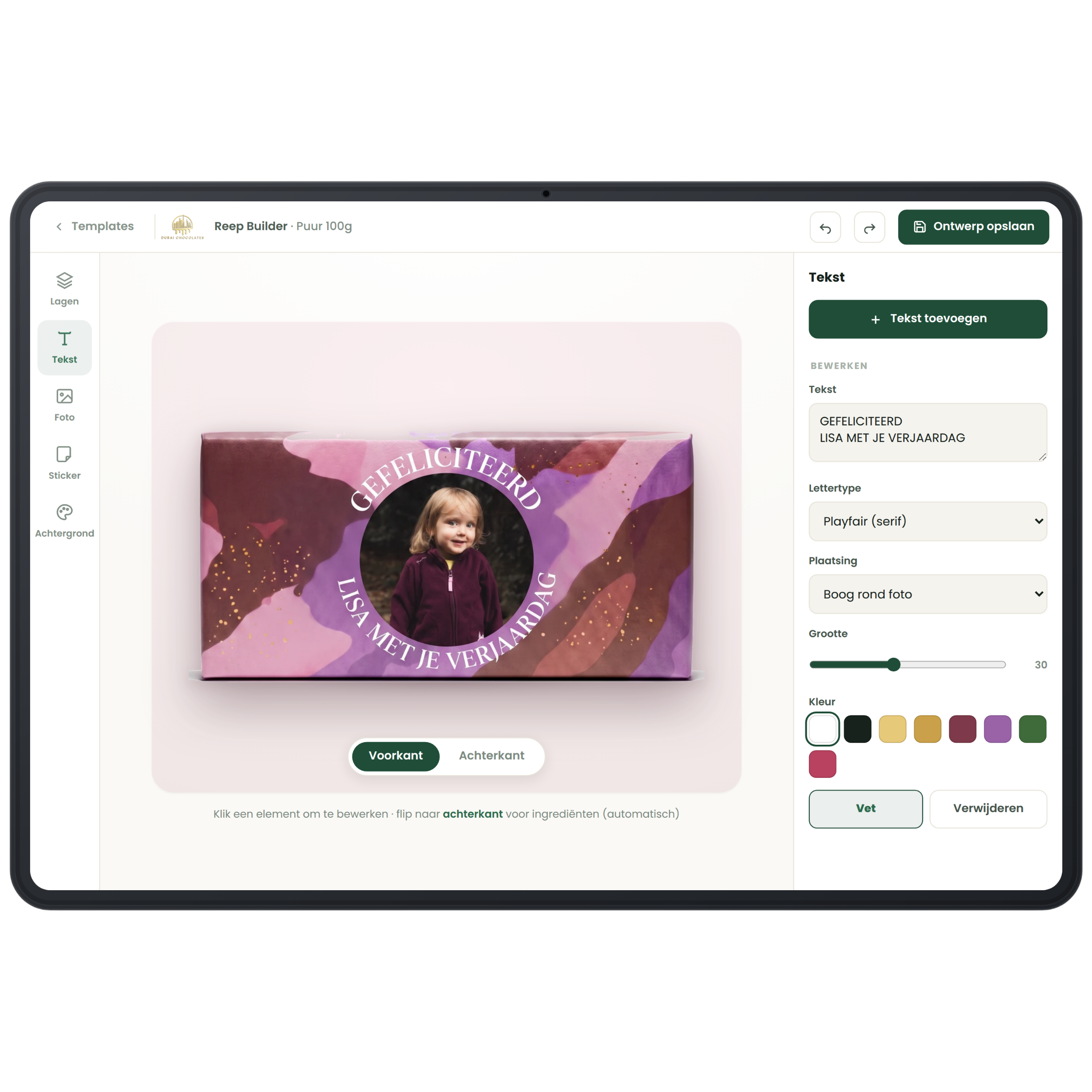 Ontwerptool voor custom repen van Dubai Chocolates: van smaakconcept tot verpakking
