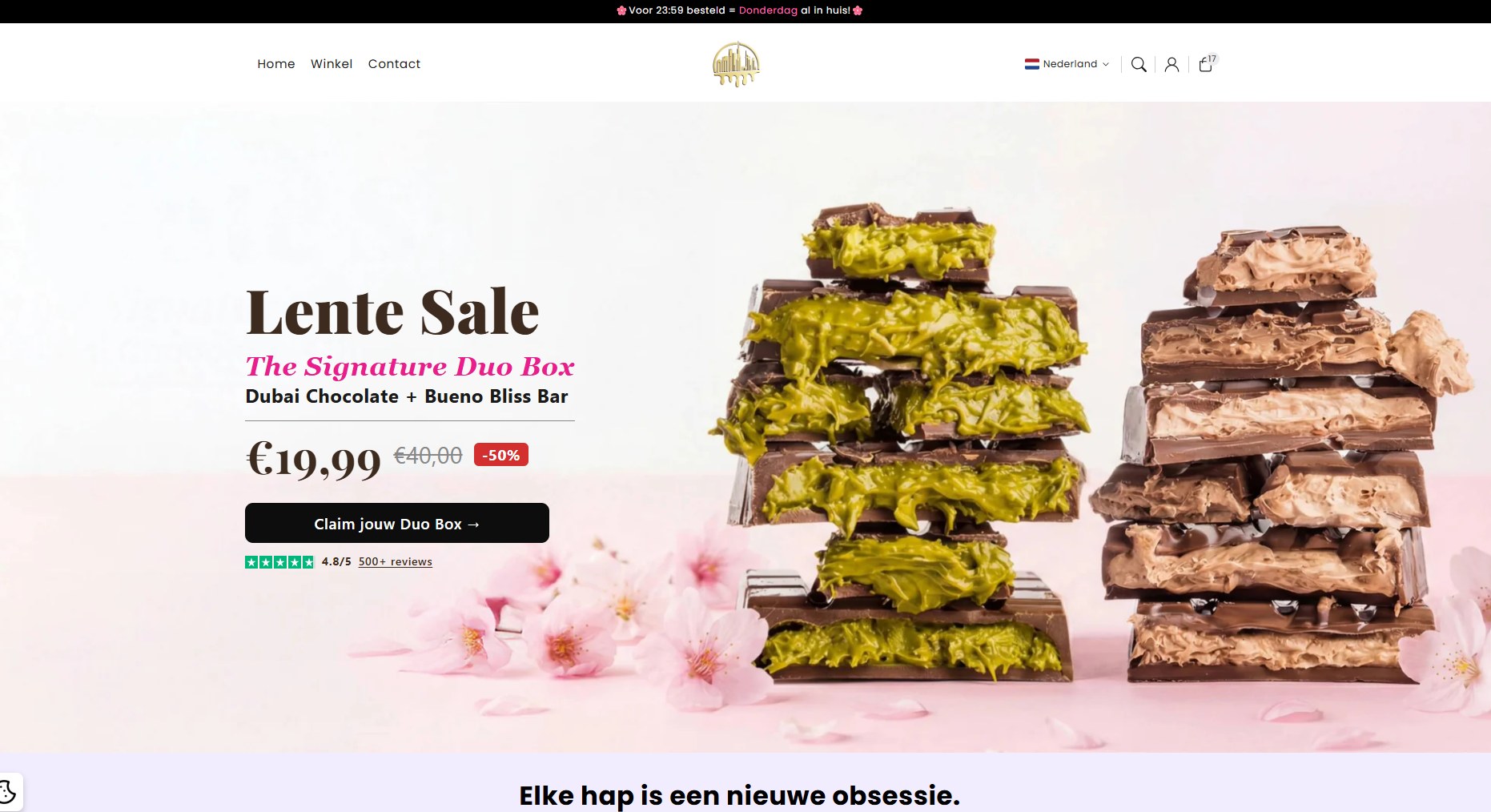 De webshop van Dubai Chocolates