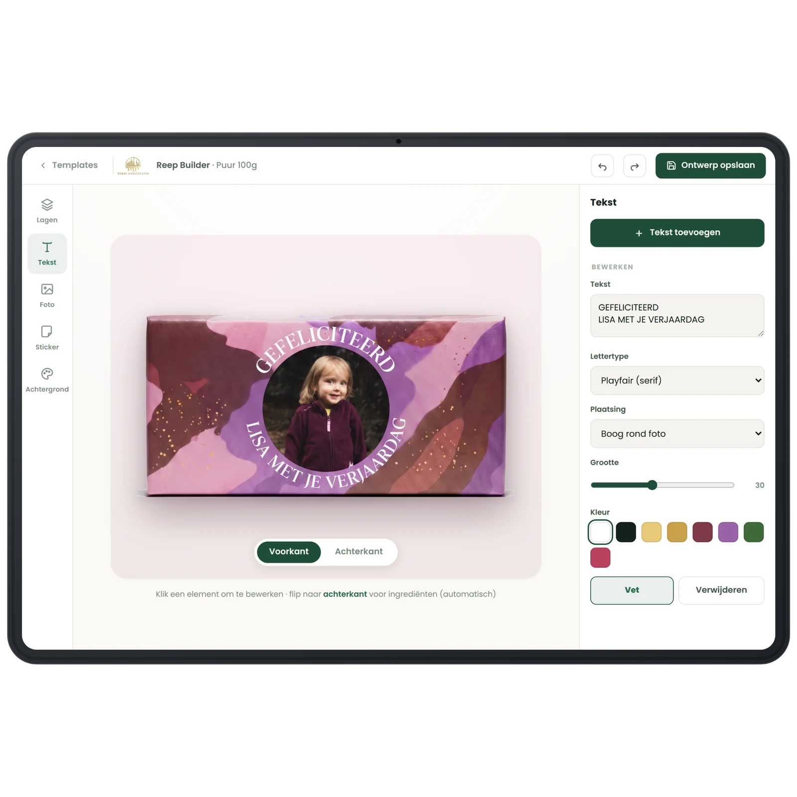 Ontwerptool voor custom repen van Dubai Chocolates: van smaakconcept tot verpakking