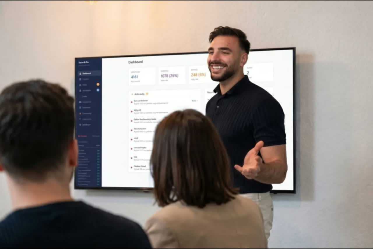 Een ShareConnect-specialist geeft een toelichting tijdens een teamsessie